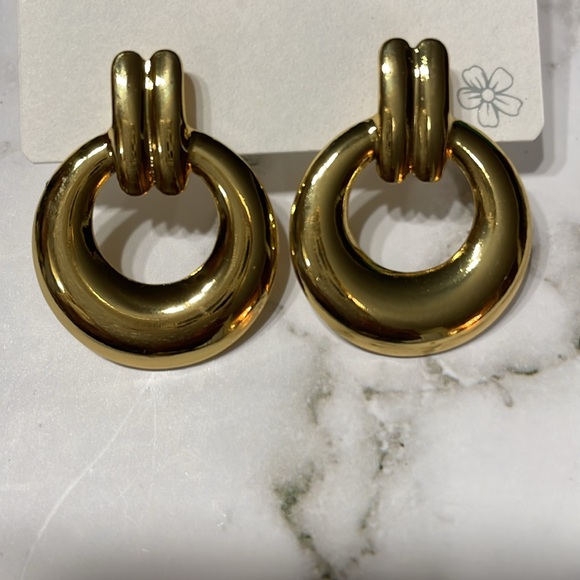 Gold Double Knot Hoops - Picture 11 of 12